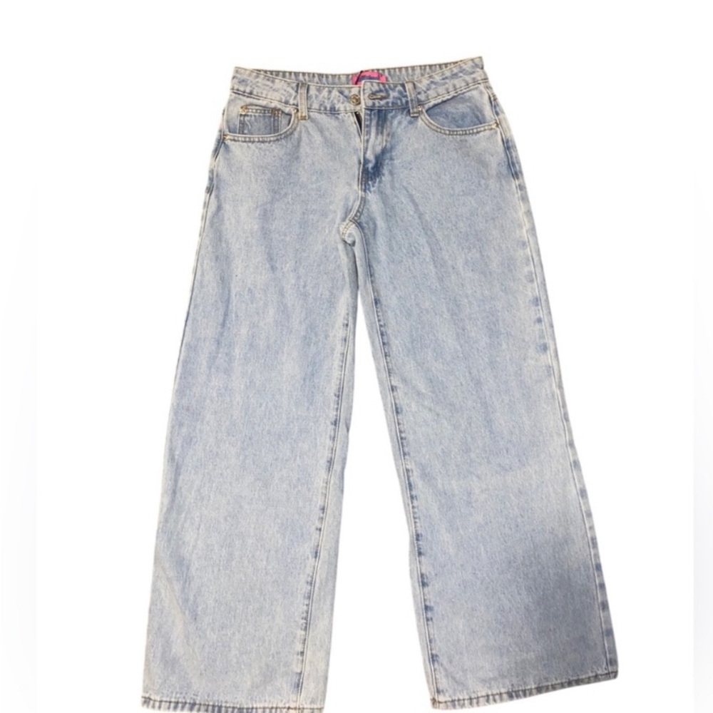 Edikted Blue low-rise Wide Leg Jeans
